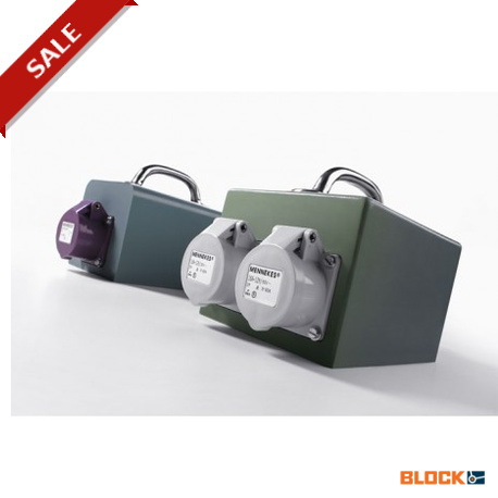 ETKEC 100/24 BLOCK Transformateur de sécurité encapsulé, portable, pour les lampes à la main, avec CEEsocket..