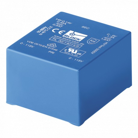 FL 6/8 BLOCK profil bas transformateur encapsulé, PRI 2 x 115 Vac, SEC 2-52 VA, 2 x 5 2 x 24 Vac
