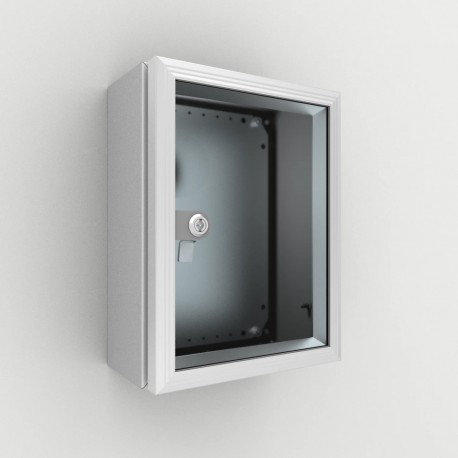 ADA04040 ELDON Puerta transparente, 400x400, aluminio, cerradura de doble paletón de 3 mm, IP54 pack de 1