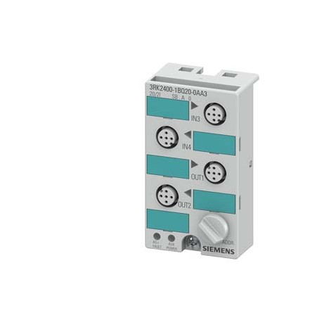 3RK2400-1BQ20-0AA3 SIEMENS Module compact K45 AS-i TOR esclave A/B, 2DI/2DQ, IP67 2 x entrées, 200 mA max. 2..