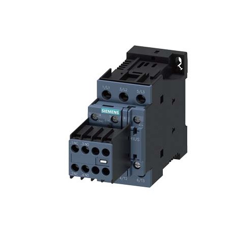 3RT2024-1BM44 SIEMENS power contactor, AC-3 12 A, 5.5 kW / 400 V 2 NO + 2 NC, 220 V DC 3-pole, Size S0 screw..