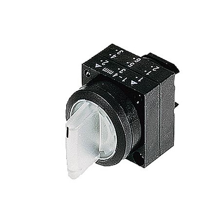 3SB3001-2DA71 SIEMENS 22MM PLASTIC ROUND ACTUATOR: SELECTOR SWITCH LATCHING 3 SWITCH POSITIONS I-O-II ILLUM..