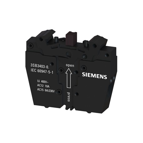 3SB3403-0H SIEMENS ACTUATOR-/INDICATOR COMPONENT CONTACT BLOCK WITH 2 CONTACTS SPR-LOADED TERM.,1NO LEADING,