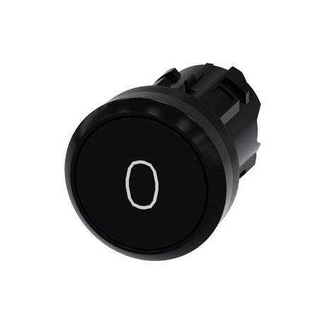 3SU1000-0AB10-0AD0 SIEMENS Pushbutton, 22 mm, round, plastic, black, inscription: O, pushbutton, flat, momen..