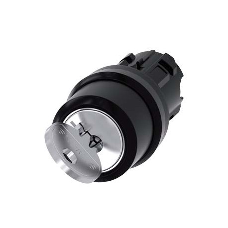 3SU1000-4CF01-0AA0 SIEMENS Interruptor de llave RONIS, 22 mm, redondo, plástico, n.º de cerradura 455, con 2..