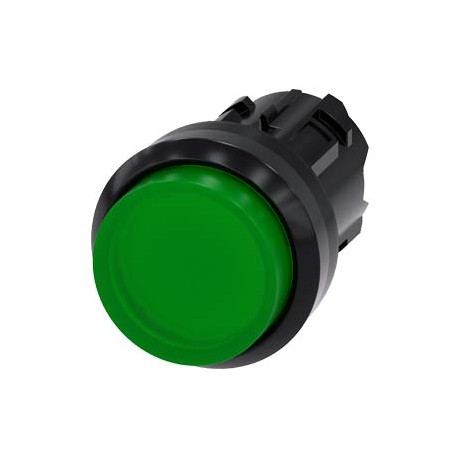 3SU1001-0BB40-0AA0 SIEMENS Leuchtdrucktaster, 22 mm, rund, Kunststoff, grün, Druckknopf, hoch tastend