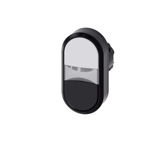 3SU1001-3AB61-0AA0 SIEMENS Illuminated twin pushbutton, 22 mm, round, plastic, white, black, pushbuttons, fl..