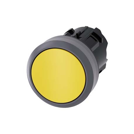 3SU1030-0AA30-0AA0 SIEMENS Pushbutton, 22 mm, round, plastic with metal front ring, yellow, pushbutton, flat..