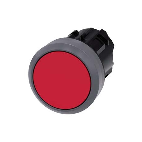 3SU1030-0AA20-0AA0 SIEMENS Pushbutton, 22 mm, round, plastic with metal front ring, red, pushbutton, flat, l..
