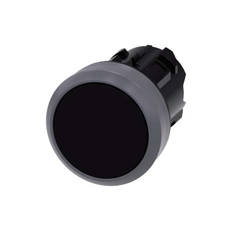 3SU1030-0AA10-0AA0 SIEMENS Pushbutton, 22 mm, round, plastic with metal front ring, black, pushbutton, flat,..