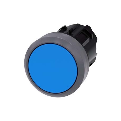 3SU1030-0AA50-0AA0 SIEMENS Pushbutton, 22 mm, round, plastic with metal front ring, blue, pushbutton, flat, ..
