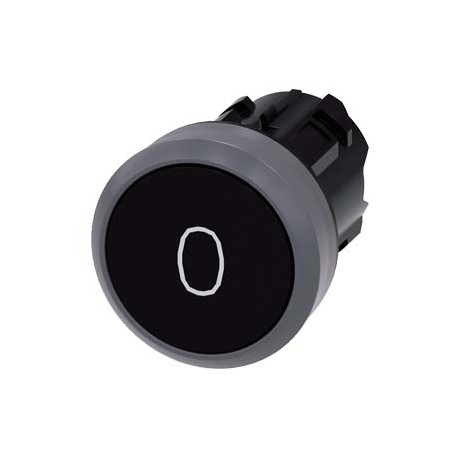 3SU1030-0AB10-0AD0 SIEMENS Pushbutton, 22 mm, round, plastic with metal front ring, black, inscription: O, p..