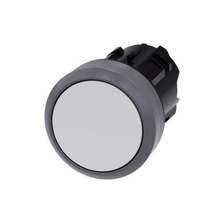 3SU1030-0AA60-0AA0 SIEMENS Pushbutton, 22 mm, round, plastic with metal front ring, white, pushbutton, flat,..