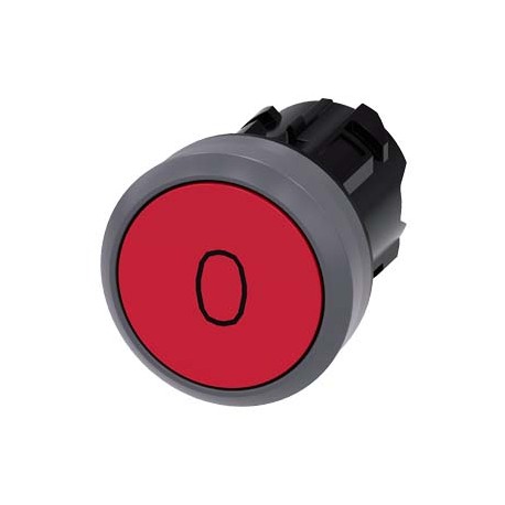 3SU1030-0AB20-0AD0 SIEMENS Pushbutton, 22 mm, round, plastic with metal front ring, red, inscription: O, pus..