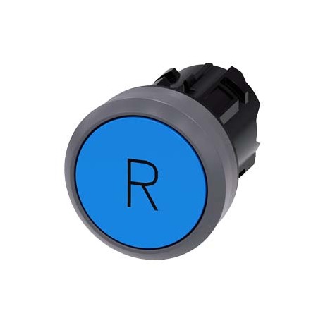 3SU1030-0AB50-0AR0 SIEMENS Pushbutton, 22 mm, round, plastic with metal front ring, blue, inscription: R, pu..