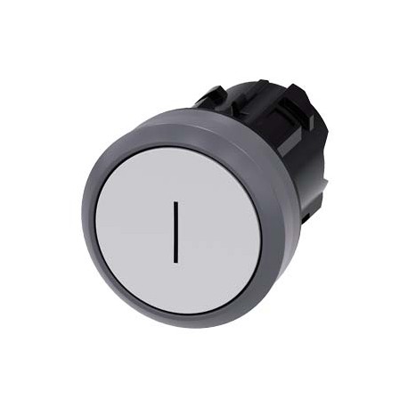 3SU1030-0AB60-0AC0 SIEMENS Pushbutton, 22 mm, round, plastic with metal front ring, white, inscription: I, p..