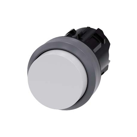 3SU1030-0BB60-0AA0 SIEMENS bouton, 22 mm, rond, Plastique avec collerette métal, blanc, Bouton, forte sans m..