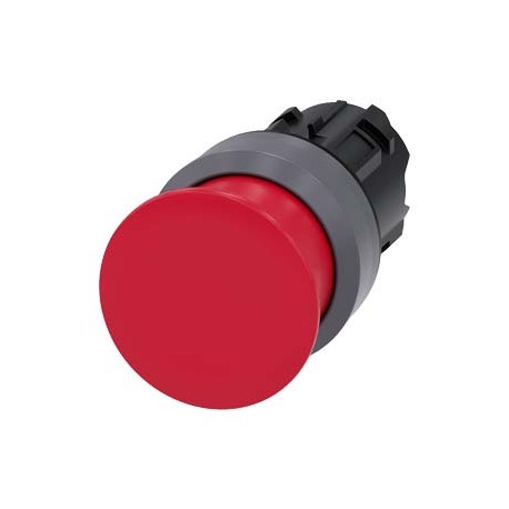3SU1030-1AD20-0AA0 SIEMENS Mushroom pushbutton, 22 mm, round, plastic with metal front ring, red, 30 mm, mom..