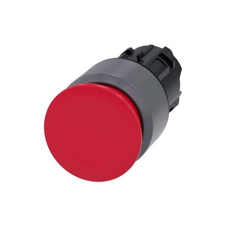 3SU1030-1AA20-0AA0 SIEMENS Mushroom pushbutton, 22 mm, round, plastic with metal front ring, red, 30 mm, lat..