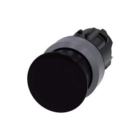 3SU1030-1AD10-0AA0 SIEMENS Mushroom pushbutton, 22 mm, round, plastic with metal front ring, black, 30 mm, m..