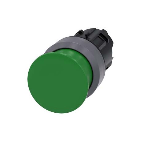 3SU1030-1AD40-0AA0 SIEMENS Mushroom pushbutton, 22 mm, round, plastic with metal front ring, green, 30 mm, m..