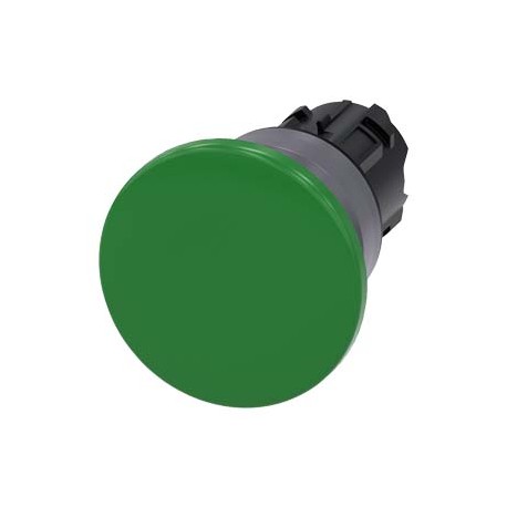 3SU1030-1BD40-0AA0 SIEMENS Mushroom pushbutton, 22 mm, round, plastic with metal front ring, green, 40 mm, m..