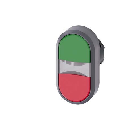 3SU1030-3AB42-0AA0 SIEMENS Twin pushbutton, 22 mm, round, plastic with metal front ring, green, red, pushbut..