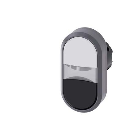 3SU1030-3AB61-0AA0 SIEMENS Twin pushbutton, 22 mm, round, plastic with metal front ring, white, black, pushb..