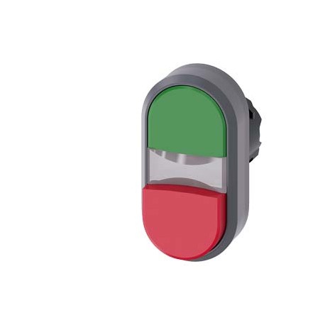 3SU1030-3BB42-0AA0 SIEMENS Twin pushbutton, 22 mm, round, plastic with metal front ring, green, red, pushbut..