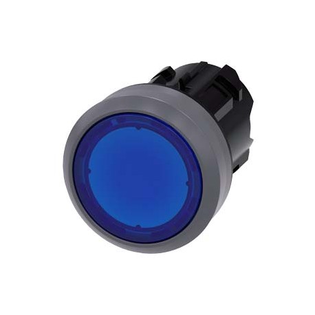 3SU1031-0AA50-0AA0 SIEMENS Illuminated pushbutton, 22 mm, round, plastic with metal front ring, blue, pushbu..