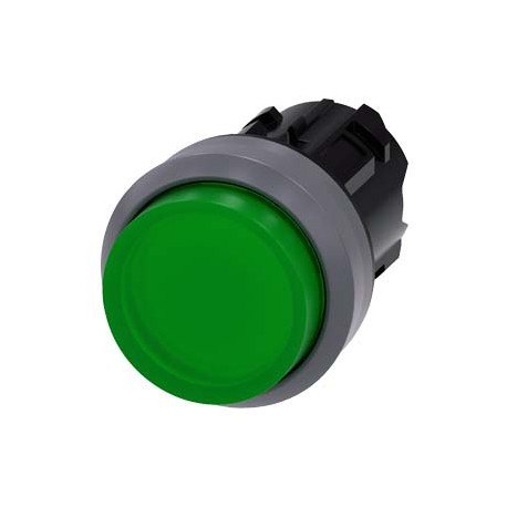3SU1031-0BB40-0AA0 SIEMENS Illuminated pushbutton, 22 mm, round, plastic with metal front ring, green, pushb..