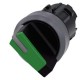 3SU1032-2BC40-0AA0 SIEMENS selector, iluminable, 22 mm, redondo, plástico con anillo frontal de metal, verde..