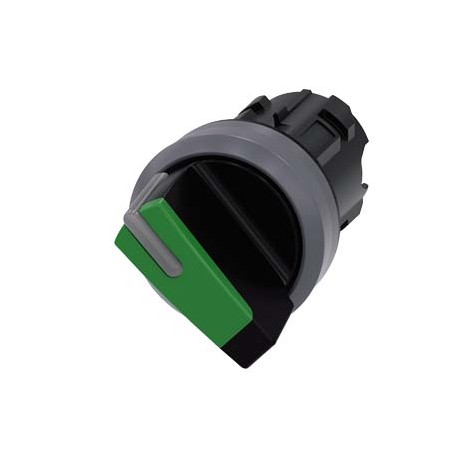 3SU1032-2BF40-0AA0 SIEMENS selector, iluminable, 22 mm, redondo, plástico con anillo frontal de metal, verde..