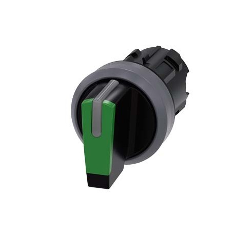 3SU1032-2BP40-0AA0 SIEMENS selector, iluminable, 22 mm, redondo, plástico con anillo frontal de metal, verde..