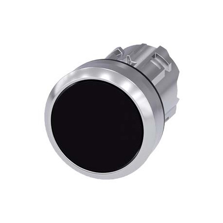 3SU1050-0AA10-0AA0 SIEMENS Pushbutton, 22 mm, round, metal, shiny, black, pushbutton, flat, latching, Push-t..