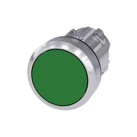 3SU1050-0AA40-0AA0 SIEMENS Pushbutton, 22 mm, round, metal, shiny, green, pushbutton, flat, latching, Push-t..