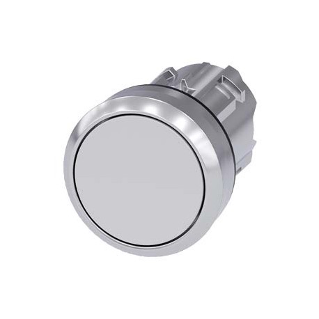 3SU1050-0AA60-0AA0 SIEMENS Pushbutton, 22 mm, round, metal, shiny, white, pushbutton, flat, latching, Push-t..