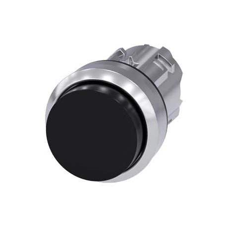 3SU1050-0BB10-0AA0 SIEMENS Pushbutton, 22 mm, round, metal, shiny, black, pushbutton, raised momentary conta..