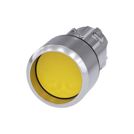 3SU1050-0CB30-0AA0 SIEMENS Pushbutton, 22 mm, round, metal, shiny, yellow, Front ring, raised, momentary con..