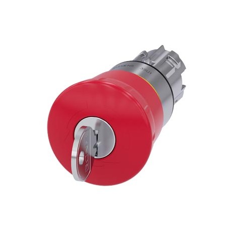 3SU1050-1HH20-0AA0 SIEMENS EMERGENCY STOP mushroom pushbutton, 22 mm, round, metal, shiny, red, 40 mm, with ..