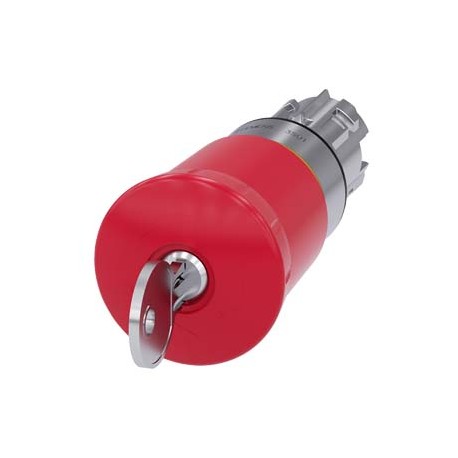 3SU1050-1HR20-0AA0 SIEMENS EMERGENCY STOP mushroom pushbutton, 22 mm, round, metal, shiny, red, 40 mm, with ..