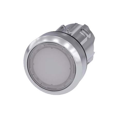 3SU1051-0AA60-0AA0 SIEMENS Illuminated pushbutton, 22 mm, round, metal, shiny, white, pushbutton, flat, latc..