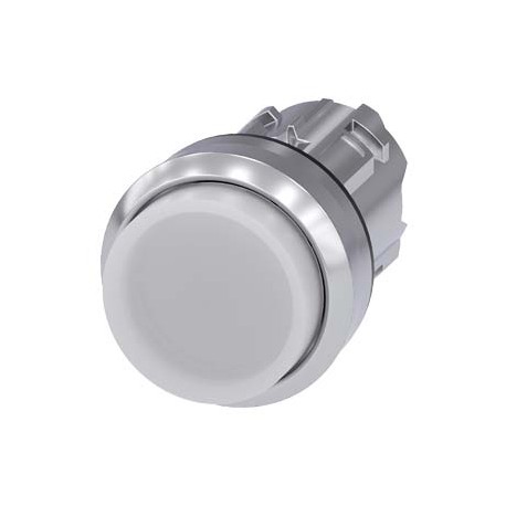 3SU1051-0BB60-0AA0 SIEMENS pulsador luminoso, 22 mm, redondo, metal, brillante, blanco, botón, saliente, con..