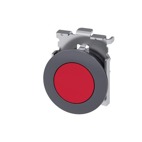 3SU1060-0JA20-0AA0 SIEMENS pulsador, 30 mm, redondo, metal, mate, rojo, anillo frontal para montaje rasante,..