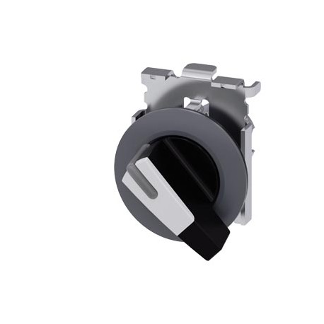 3SU1062-2EC60-0AA0 SIEMENS selector, iluminable, 30 mm, redondo, metal, mate, blanco, selector, largo, anill..