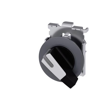 3SU1062-2EF60-0AA0 SIEMENS selector, iluminable, 30 mm, redondo, metal, mate, blanco, selector, largo, anill..