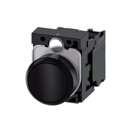 3SU1100-0AB10-1BA0 SIEMENS Pushbutton, 22 mm, round, plastic, black, pushbutton, flat, momentary contact typ..