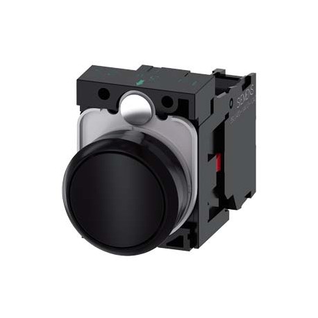 3SU1100-0AB10-1CA0 SIEMENS Pushbutton, 22 mm, round, plastic, black, pushbutton, flat, momentary contact typ..