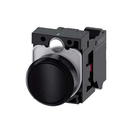 3SU1100-0AB10-3CA0 SIEMENS Pushbutton, 22 mm, round, plastic, black, pushbutton, flat, momentary contact typ..