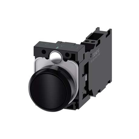 3SU1100-0AB10-3FA0 SIEMENS Pushbutton, 22 mm, round, plastic, black, pushbutton, flat, momentary contact typ..